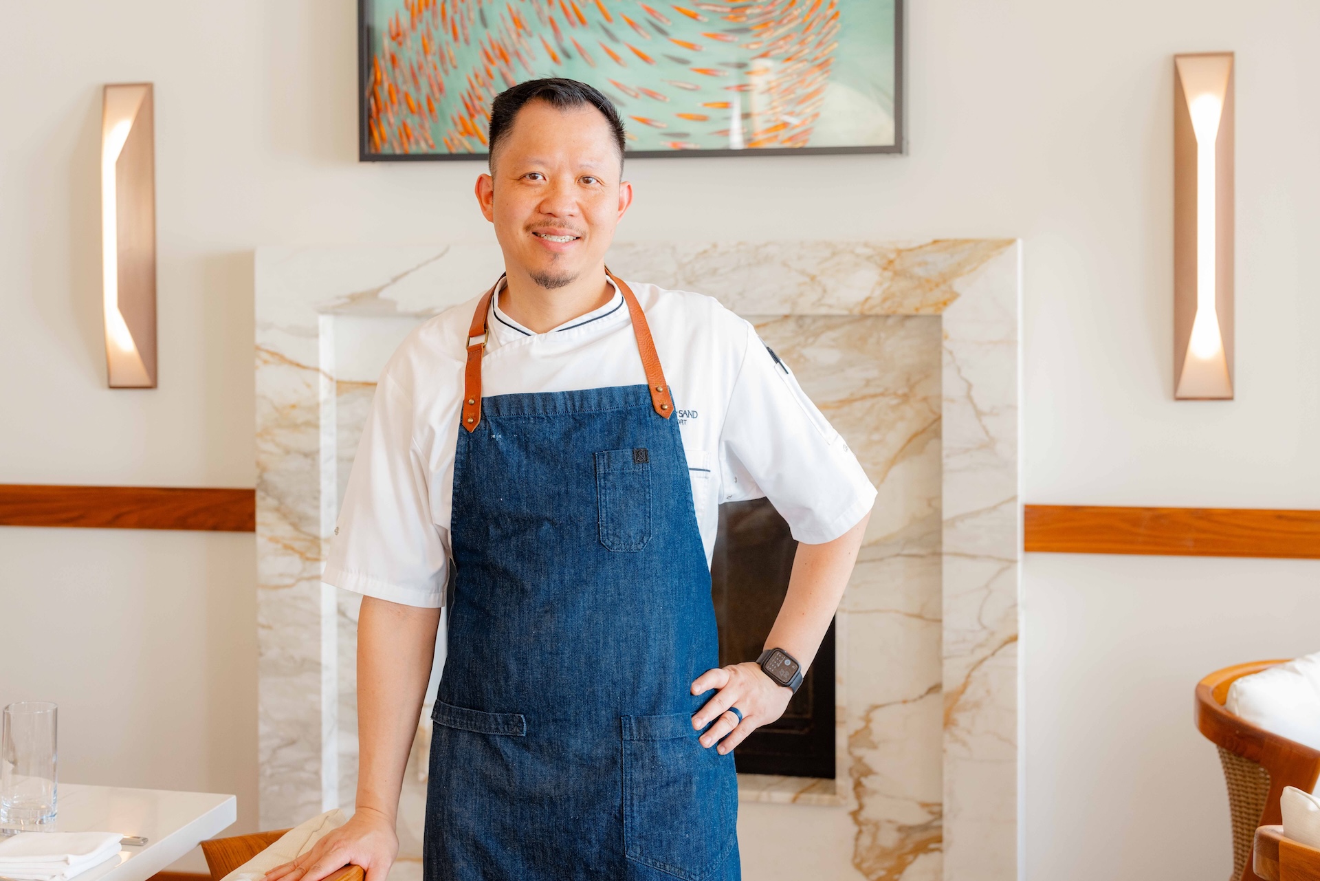 a man wearing a apron