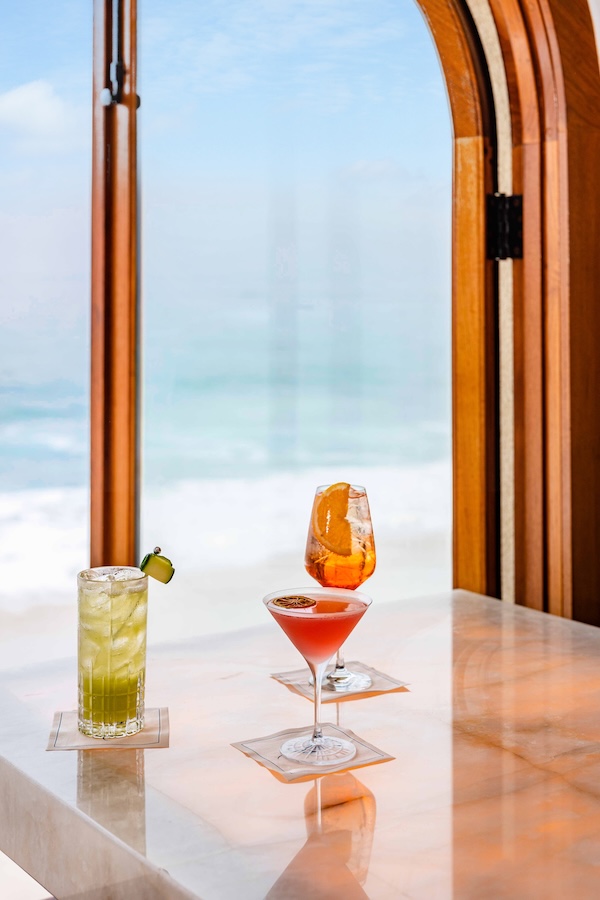 a group of drinks on a table
