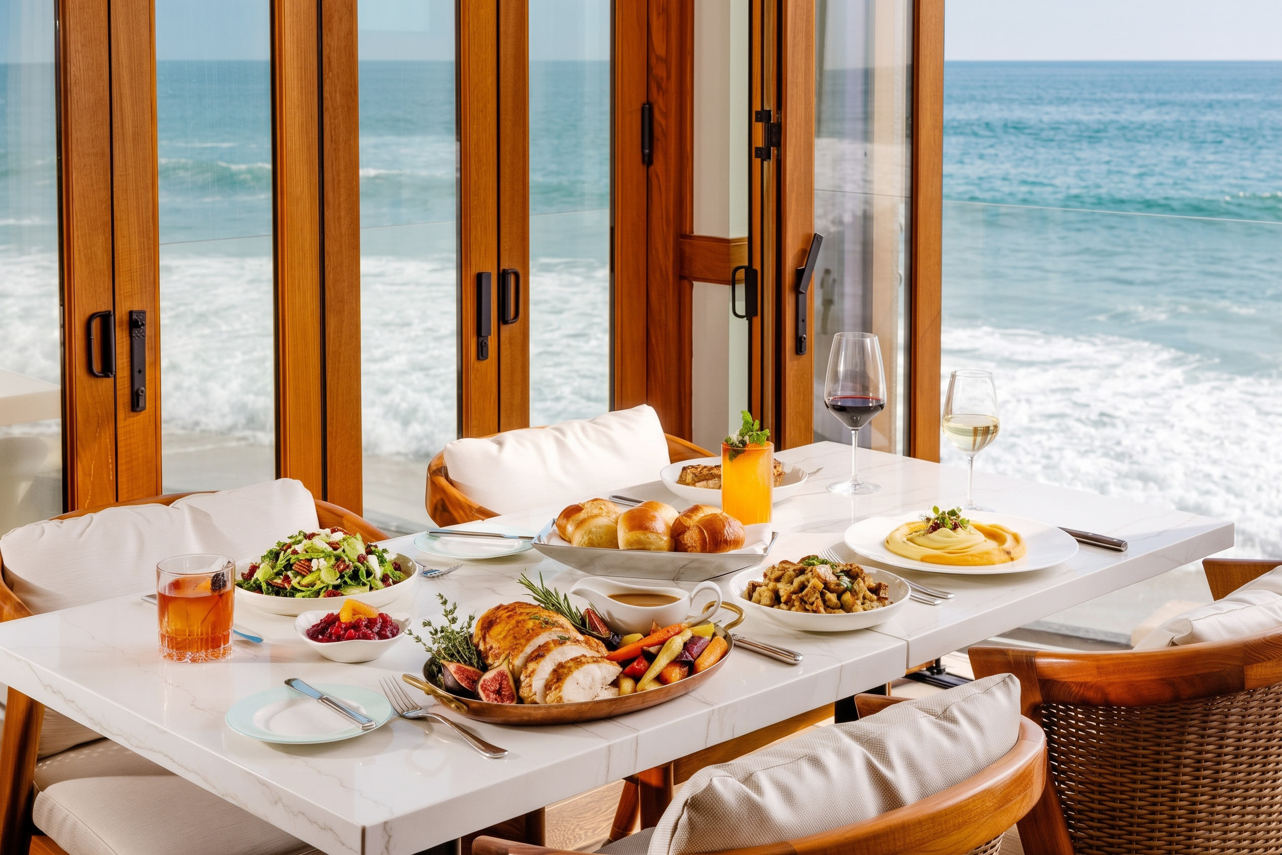a table with food on it and a glass of wine