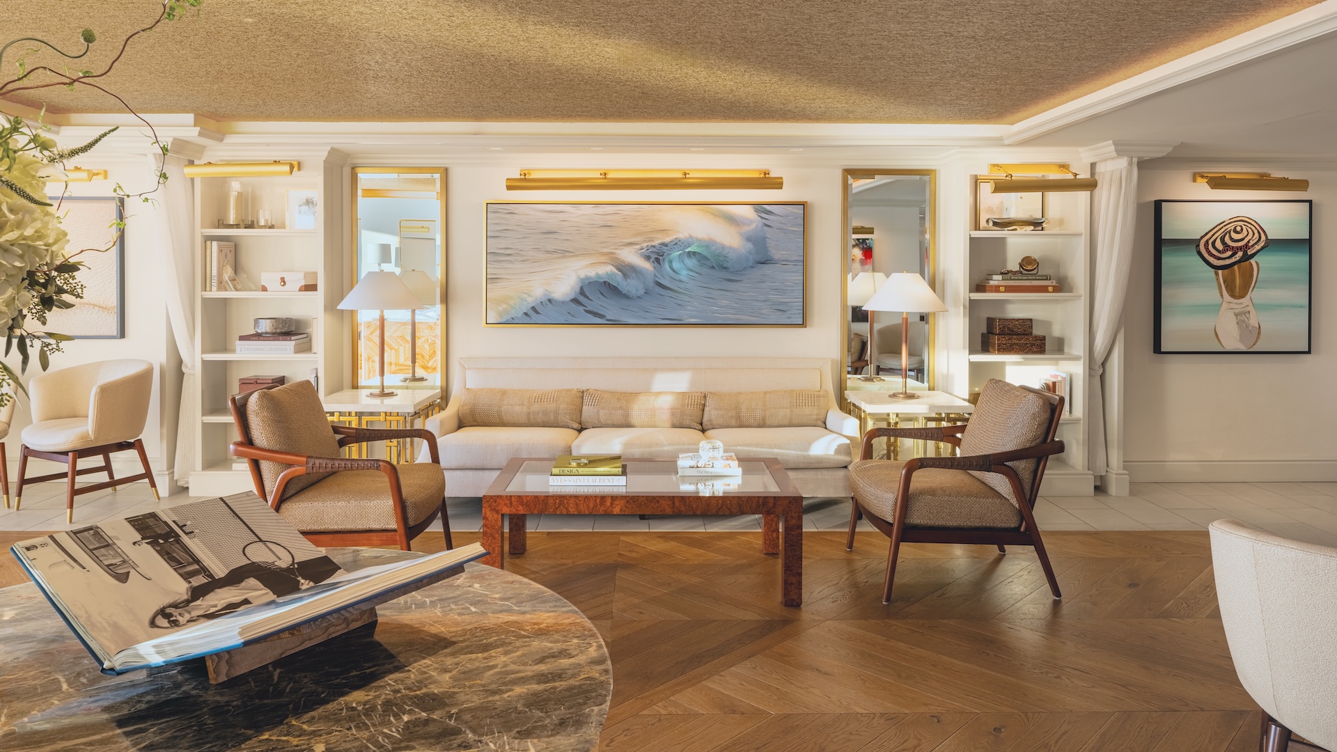 a living room with a couch and a coffee table