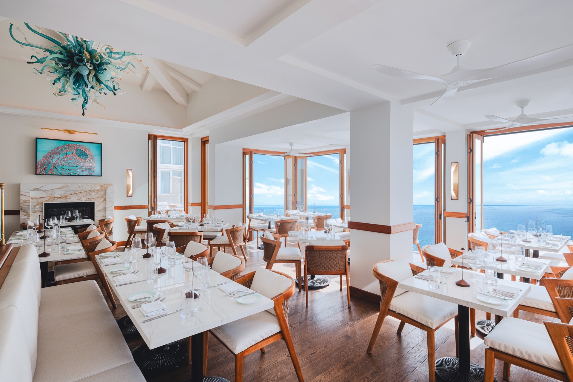 a room with tables and chairs