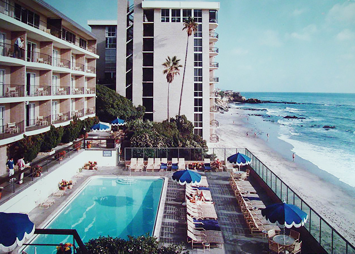 a pool next to a beach