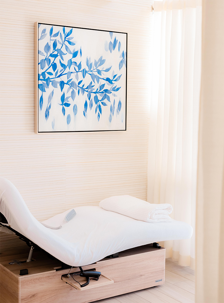 a bed in a room