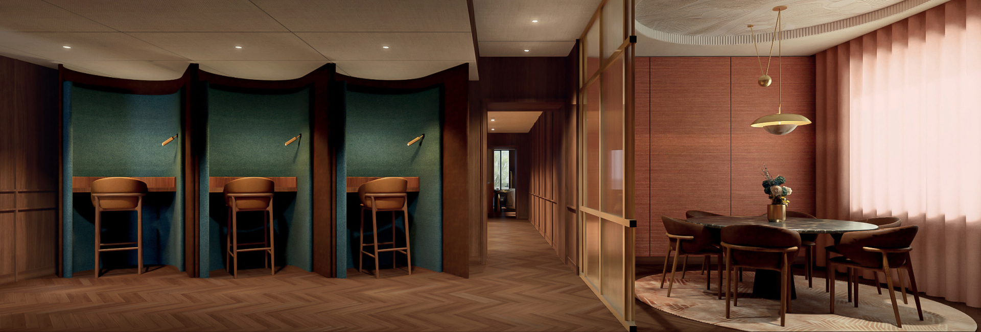 a room with a chair and a table
