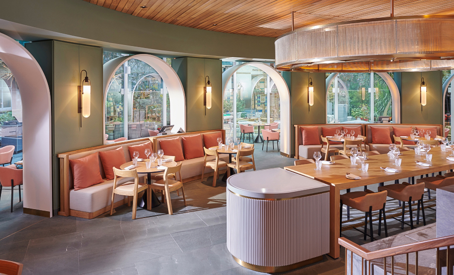 a restaurant with tables and chairs