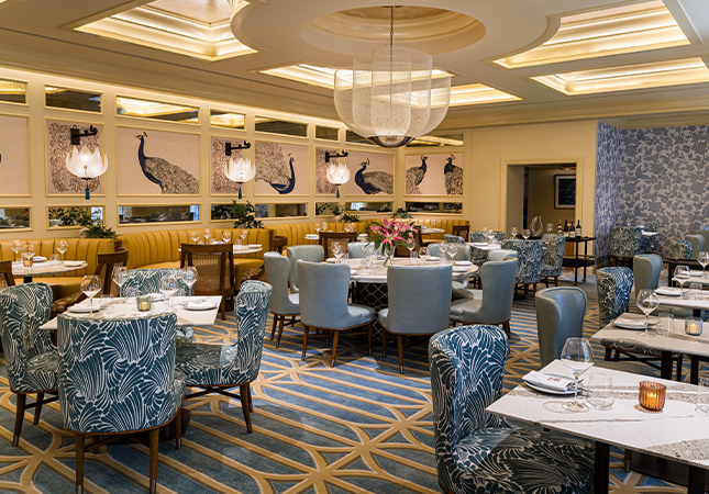 a room with tables and chairs