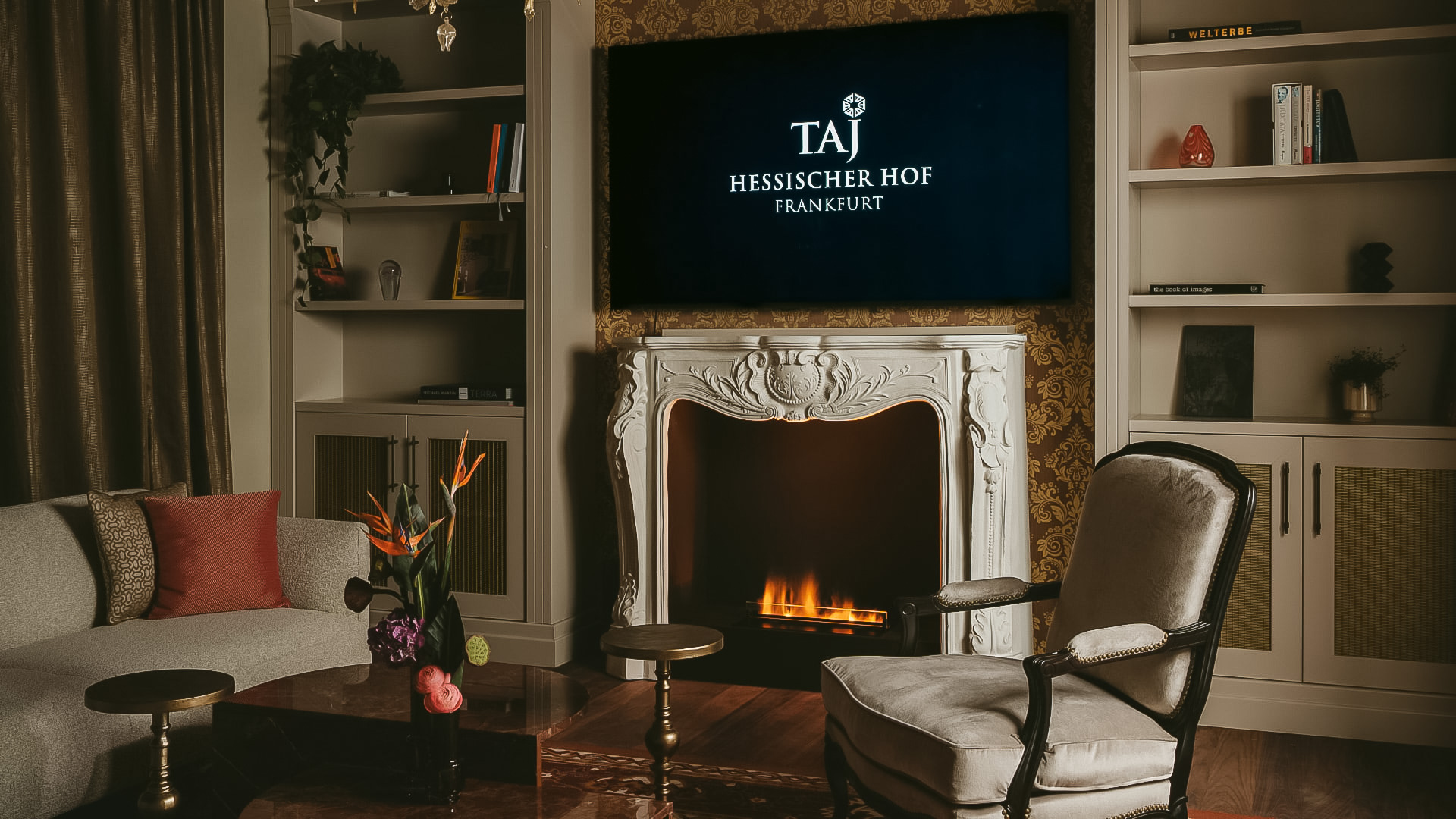 a fireplace in a room