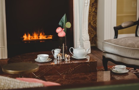 a tea set on a table