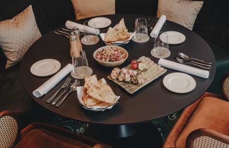 a table with food on it