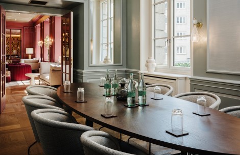 a table with bottles on it