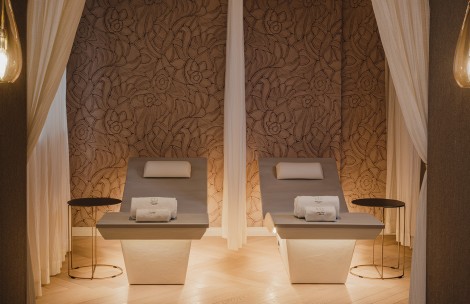 a room with chairs and tables
