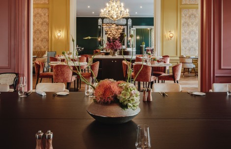 a table with flowers in it
