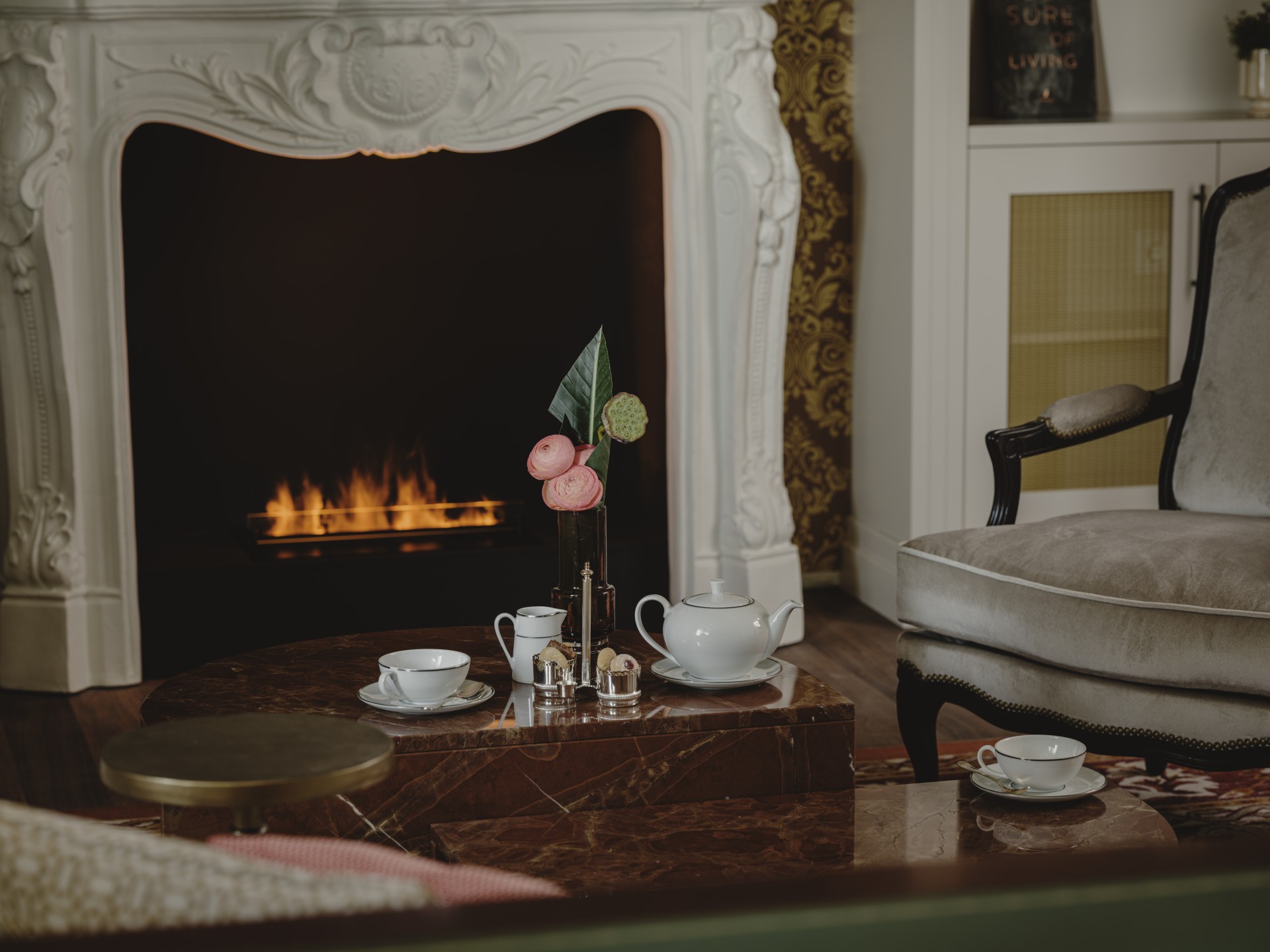 a tea set on a table