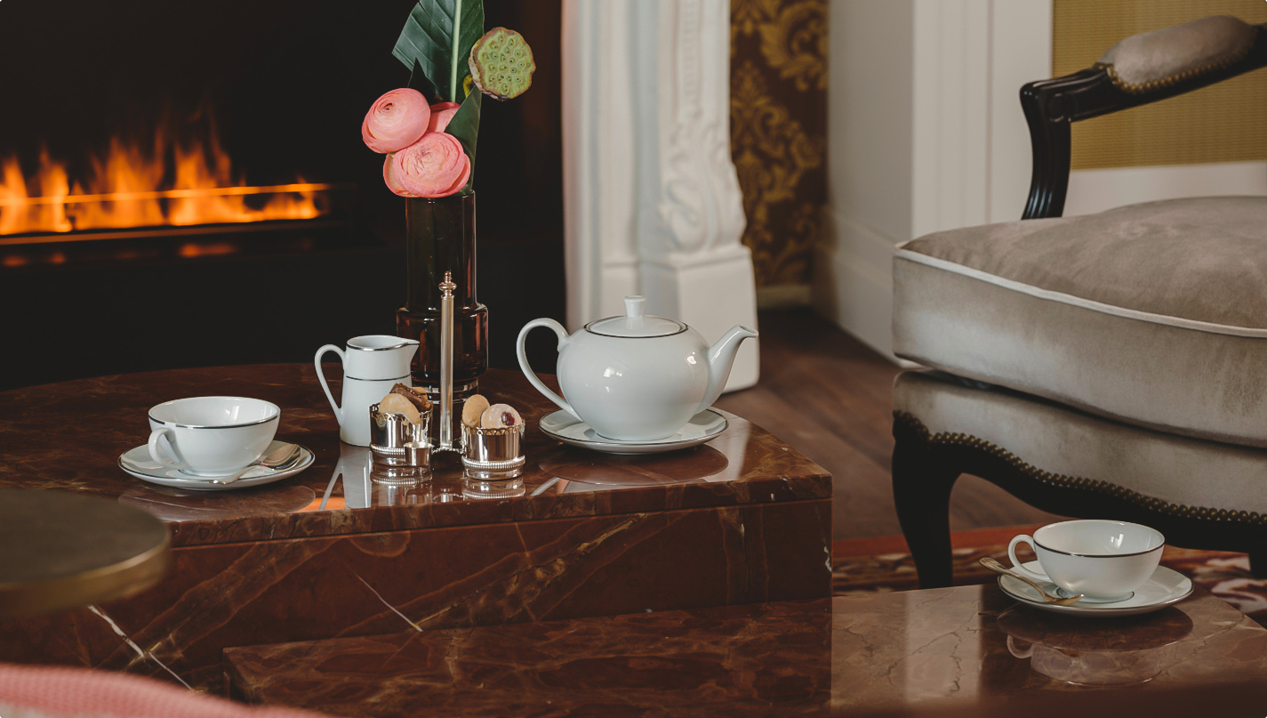 a tea set on a table