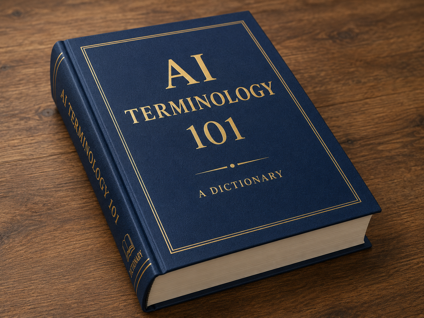 a blue book with gold text on it