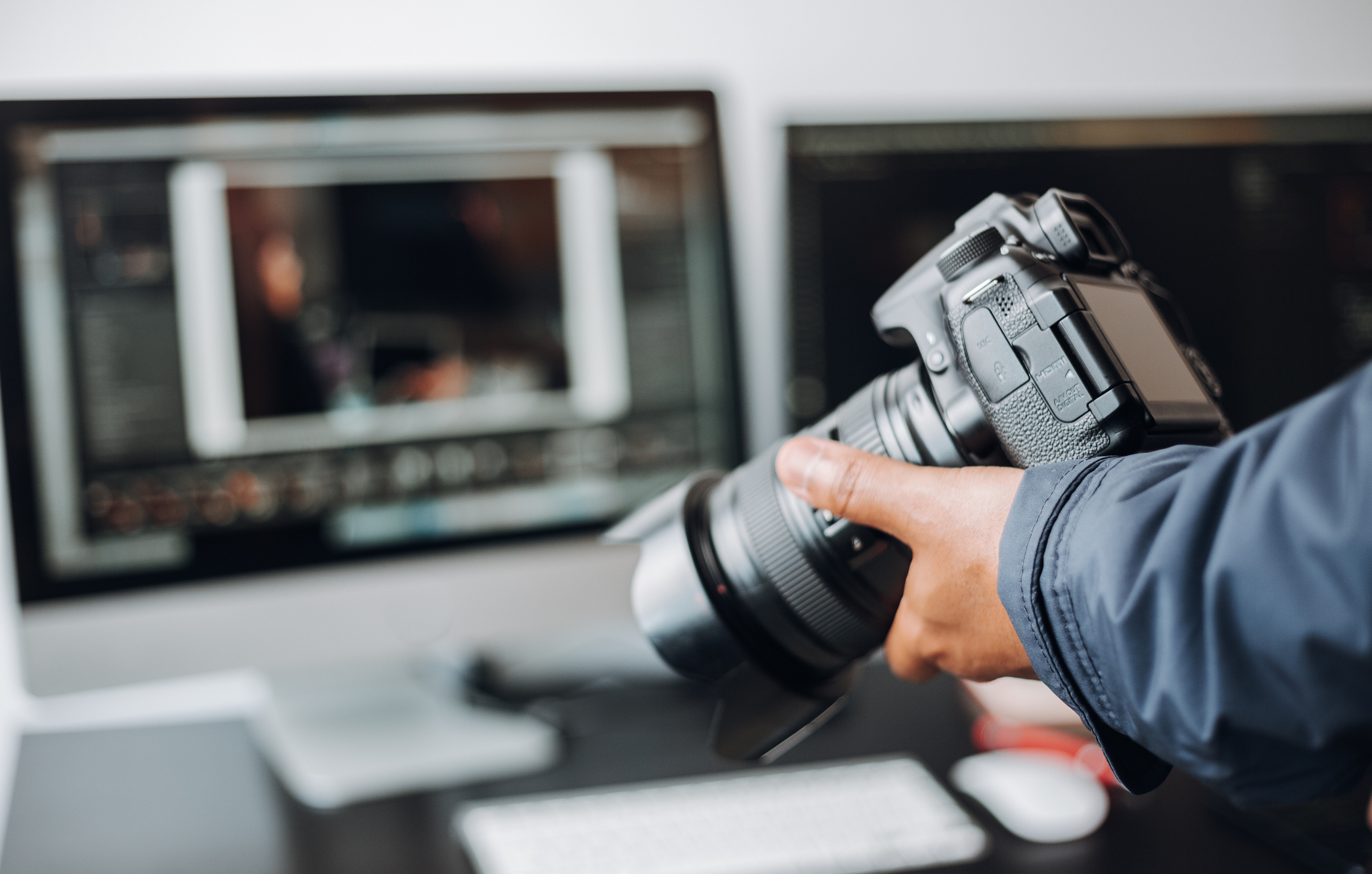 a person holding a camera