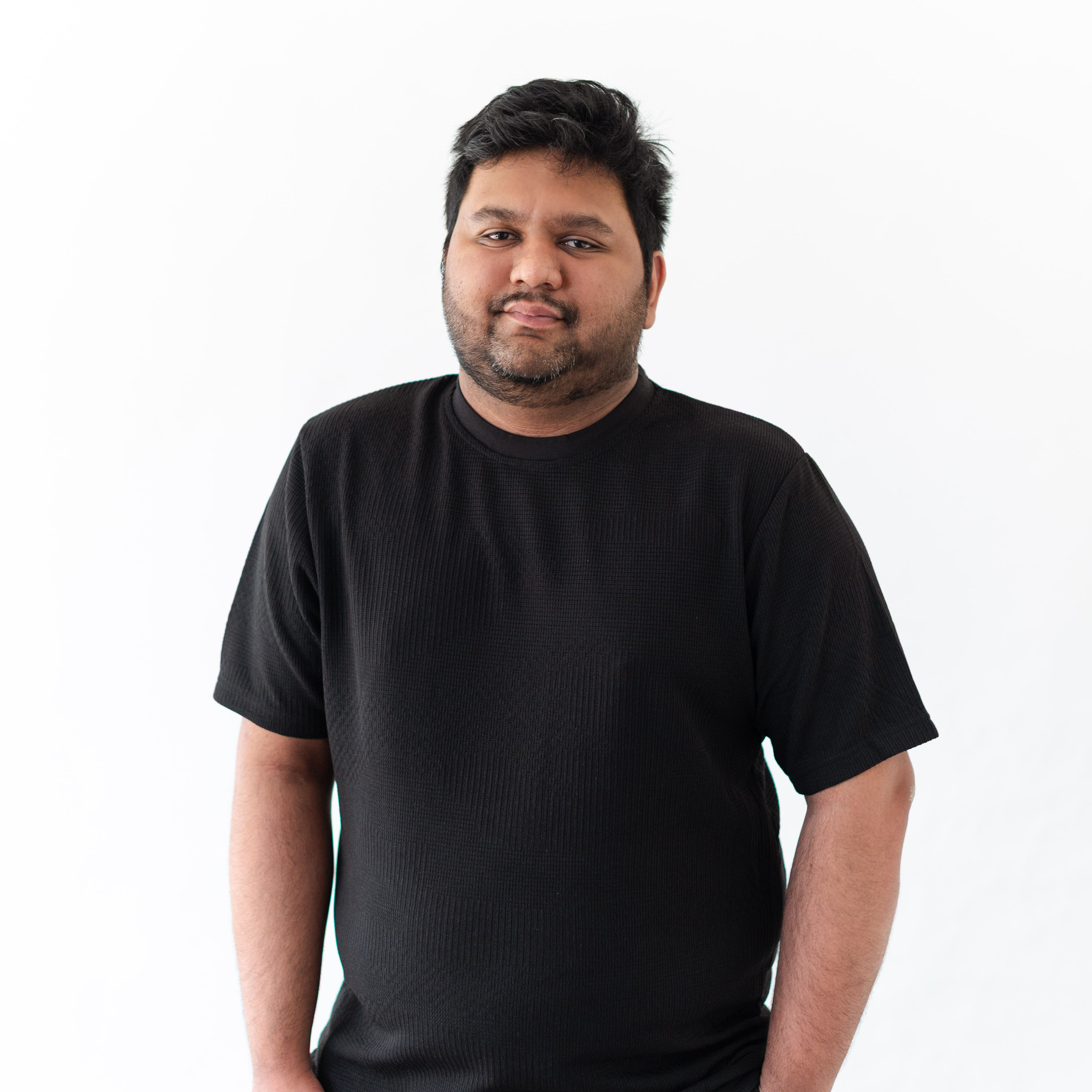 a man in a black shirt