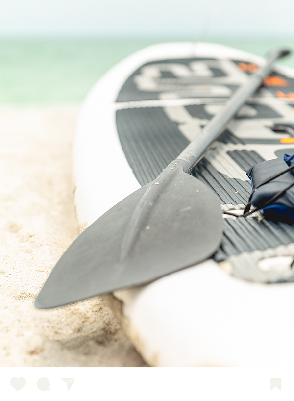 a paddle on a surfboard