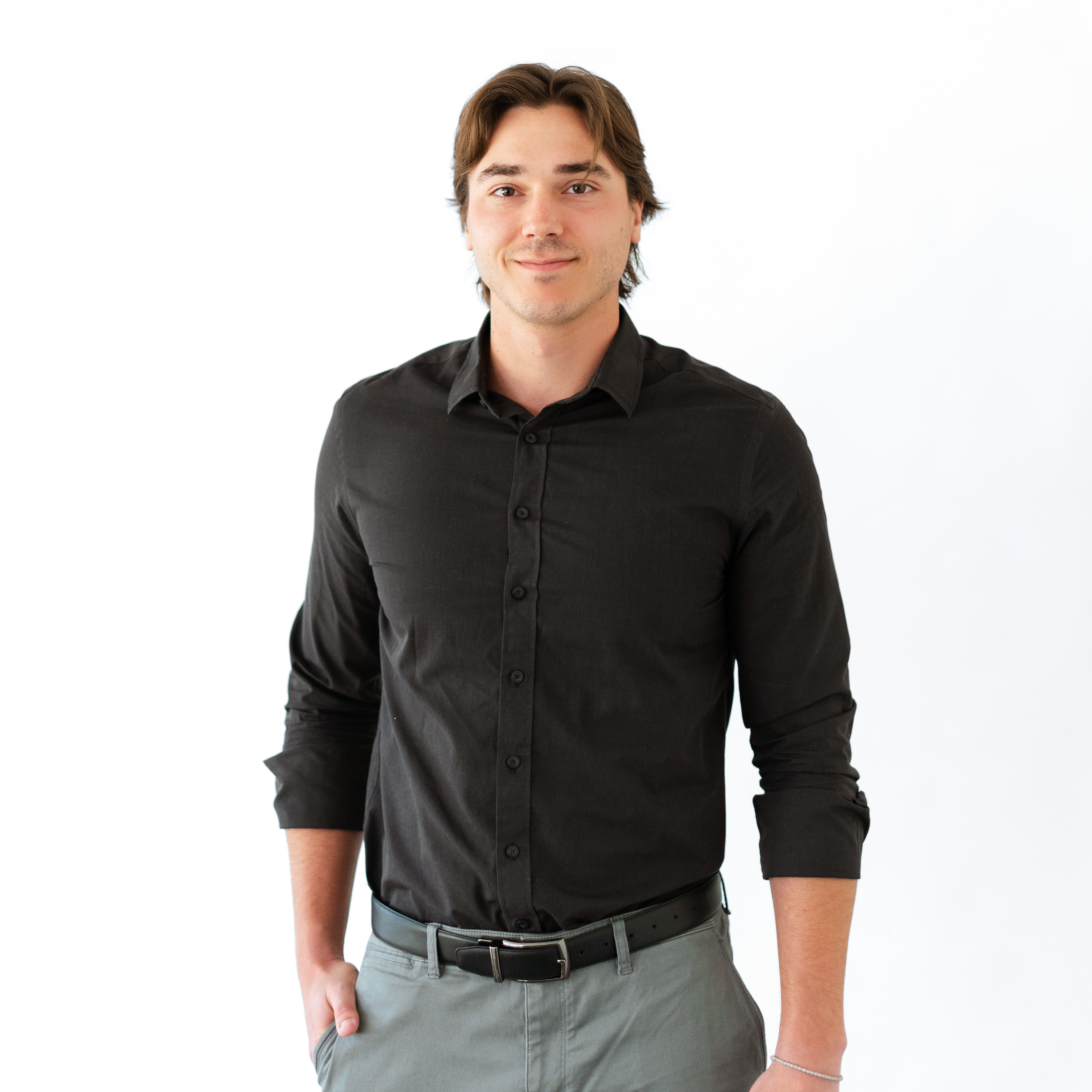 a man in a black shirt