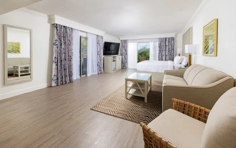 a room with a bed and a television