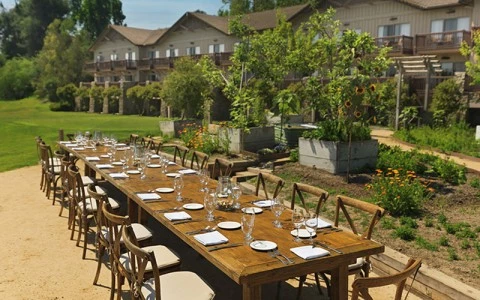 a table set for a dinner party outside
