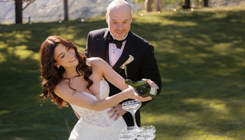 a man and woman in a suit