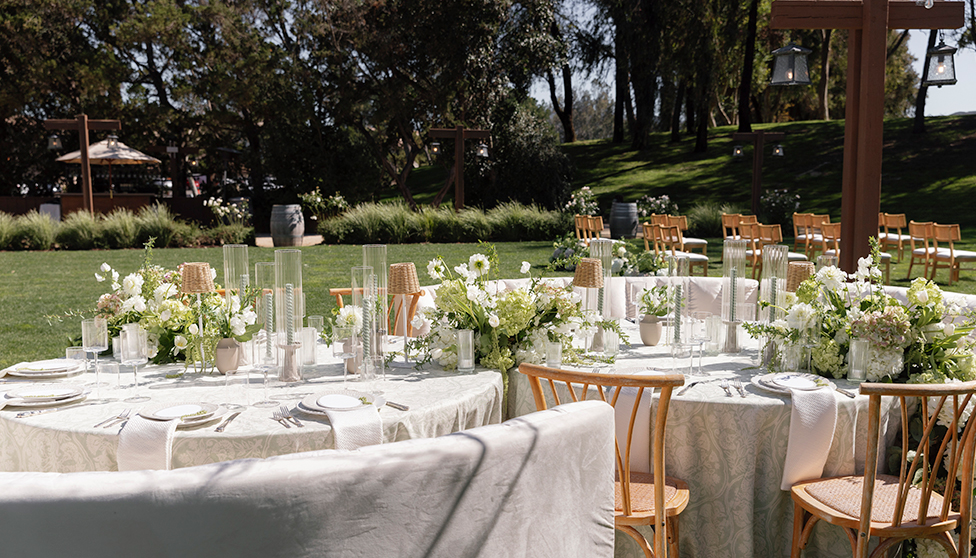 a table set up for a wedding