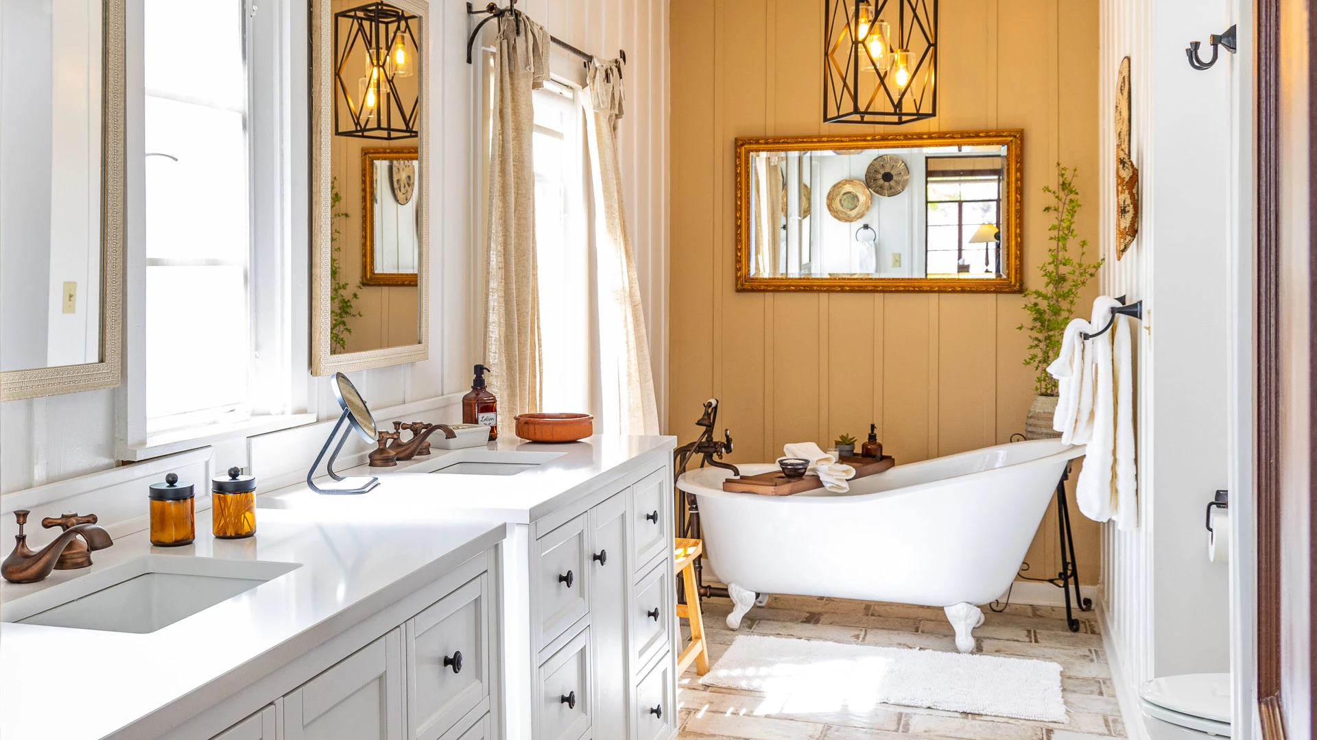 a bathroom with a tub and sink