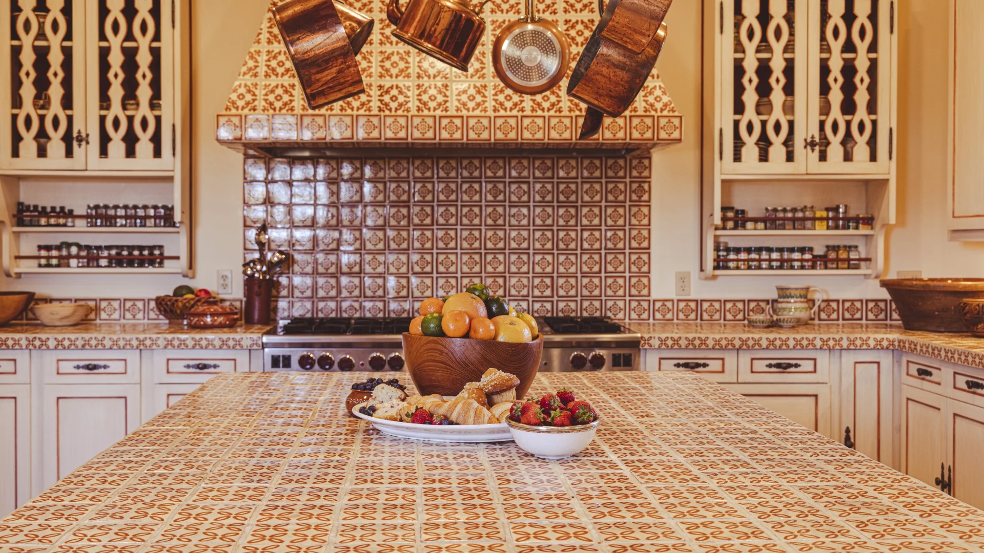 a bowl of fruit on a table
