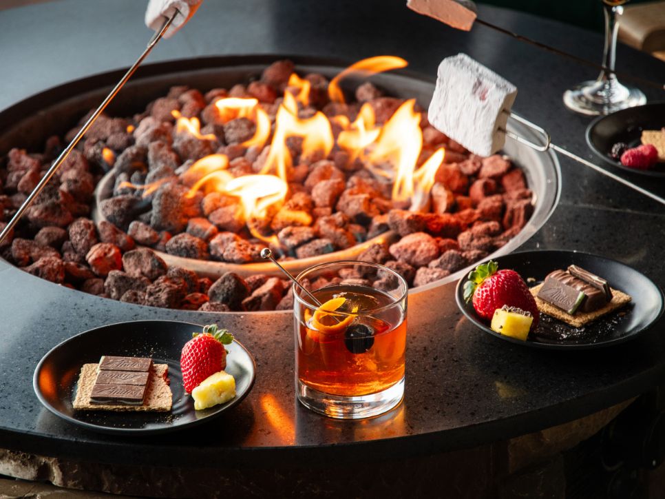 a marshmallows on a fire pit