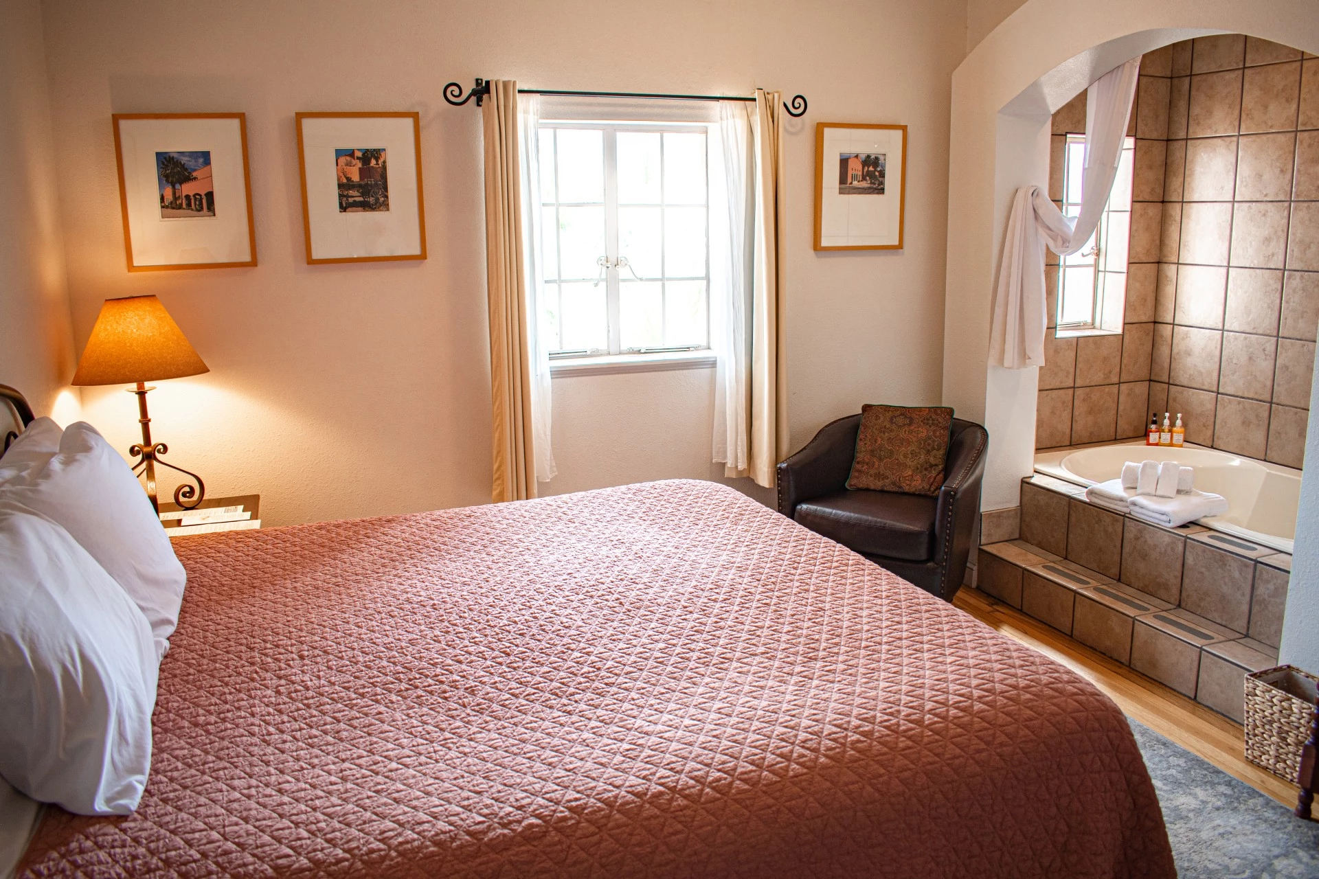 a bed in a room