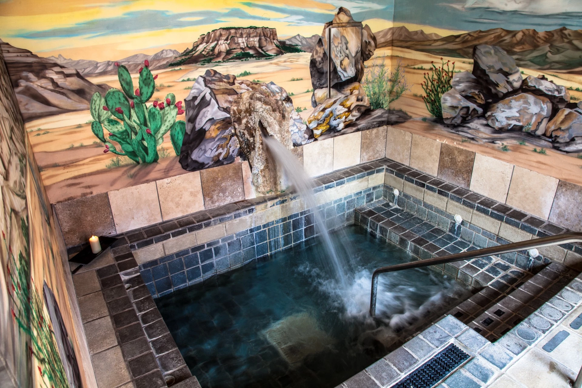 a hot tub with water coming out of it