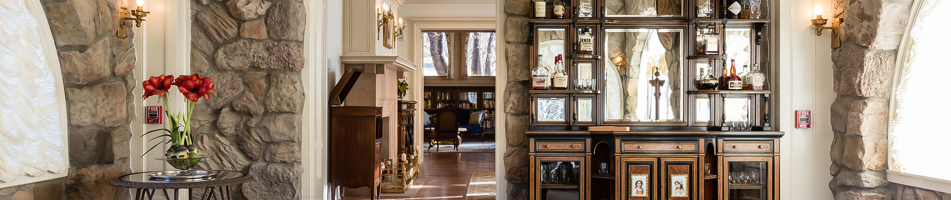 a room with a fireplace and a fireplace and a fireplace