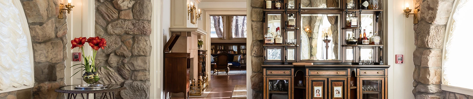 a room with a fireplace and a fireplace and a fireplace