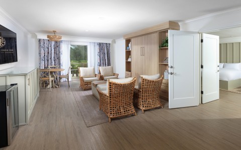 a room with furniture and a table