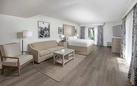 a room with a bed and a television