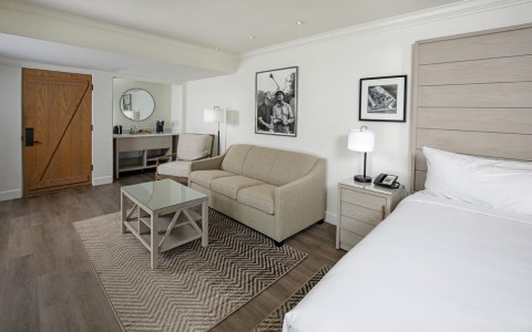 a room with a bed and a couch