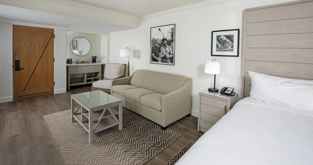 a room with a bed and a couch