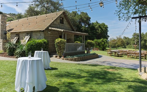 a table set up in a yard
