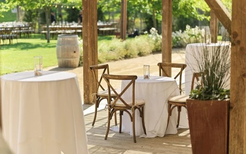 a table and chairs on a patio