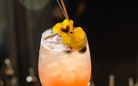 a drink with a flower on top