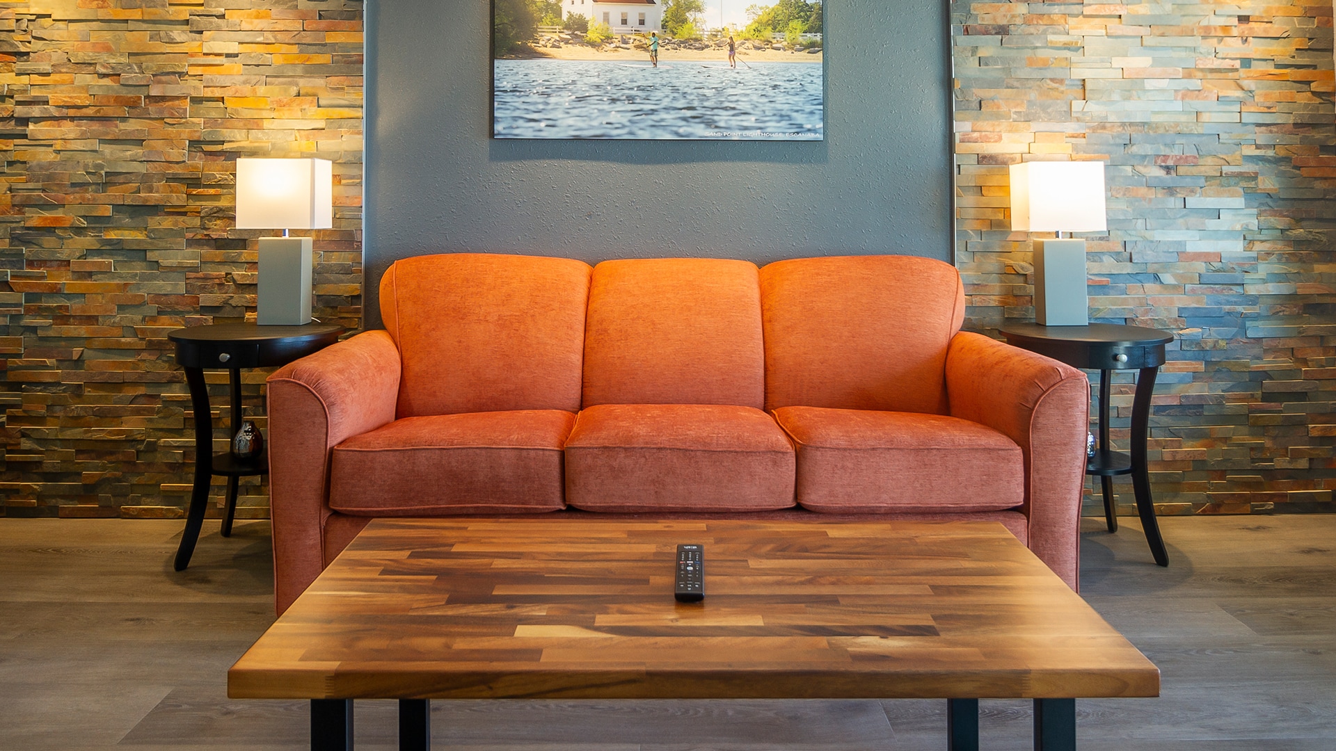 a couch and a table in a room