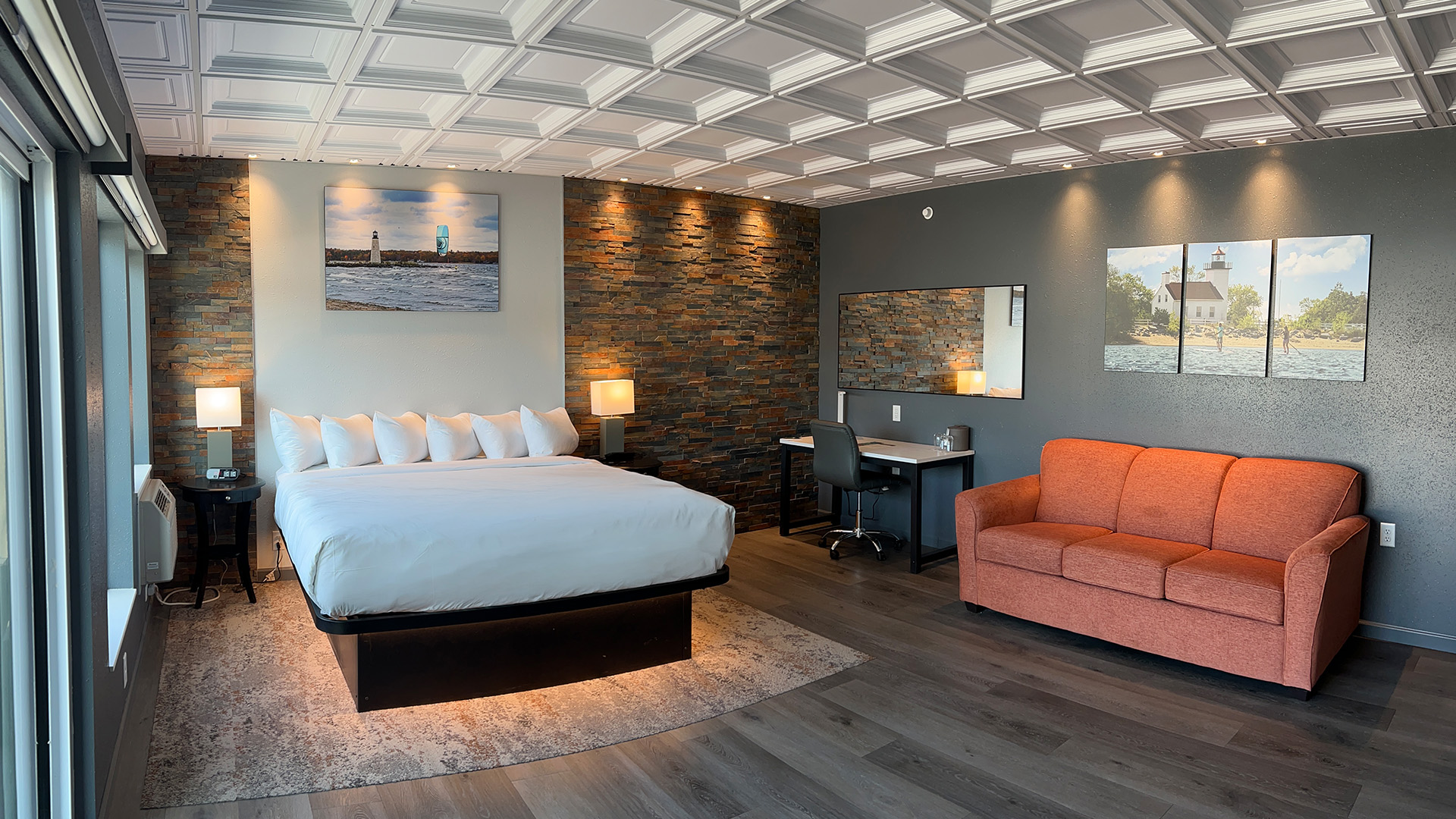 a room with a bed and a couch