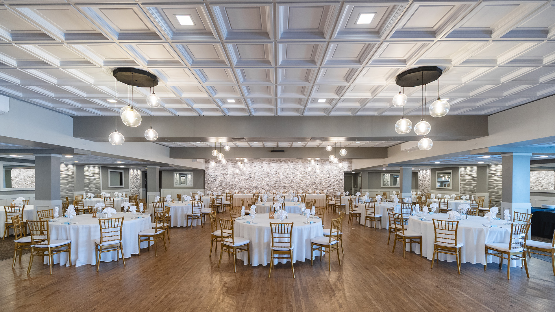 a room with tables and chairs
