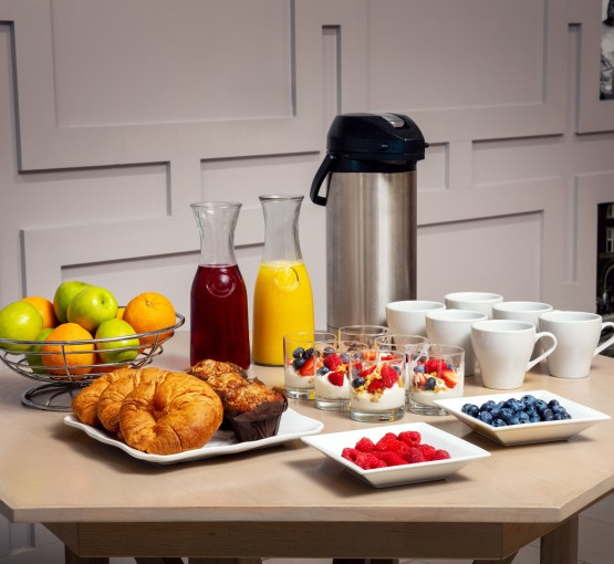 a table with food and drinks on it gallery