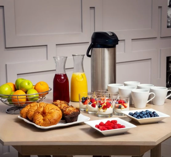 a table with food and drinks on it gallery