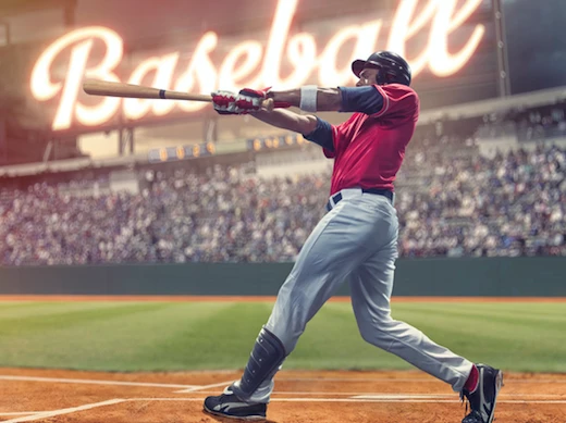 baseball field and player