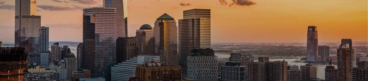 new york skyline at sunset