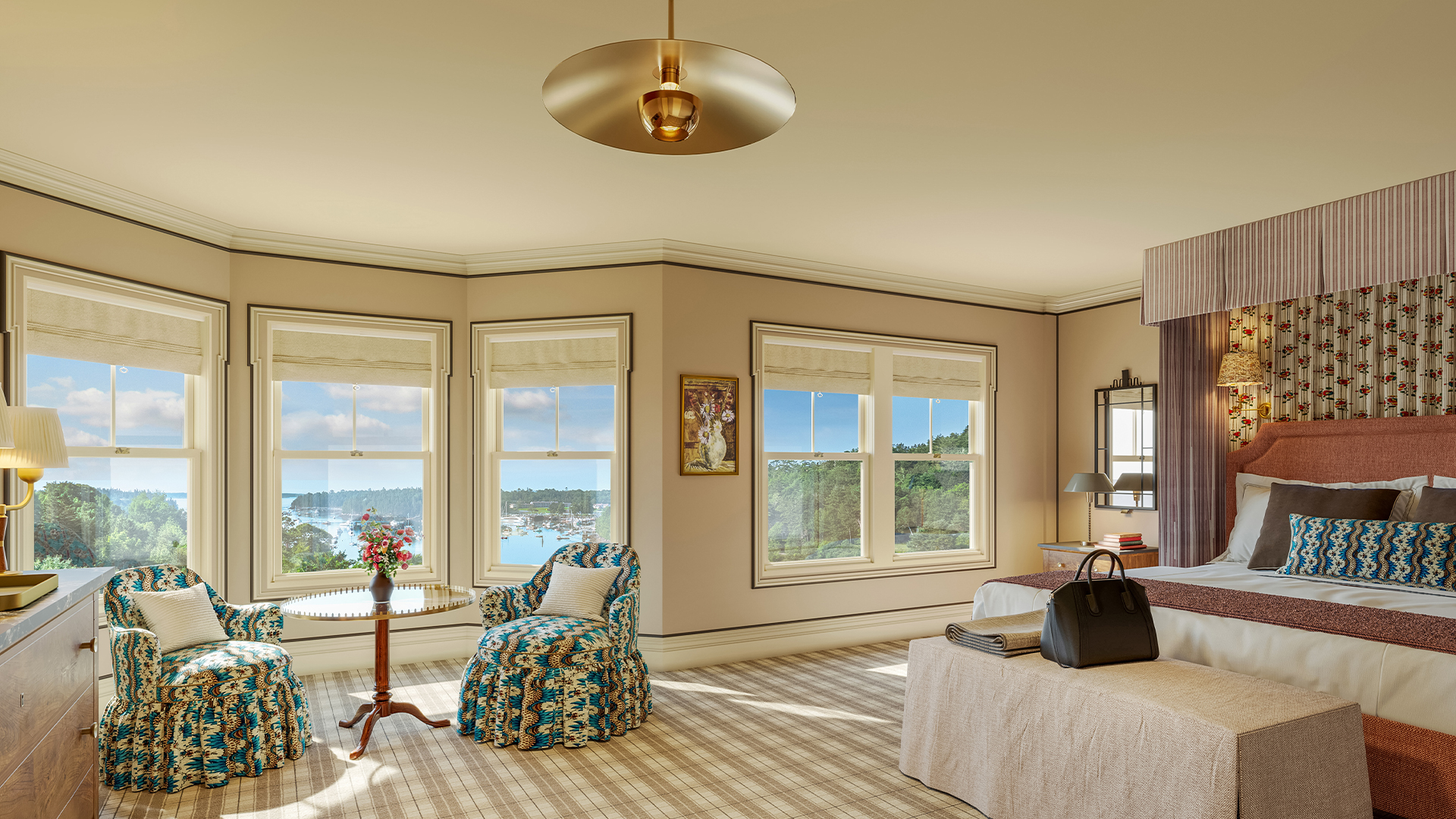 a room with a bed and a chair