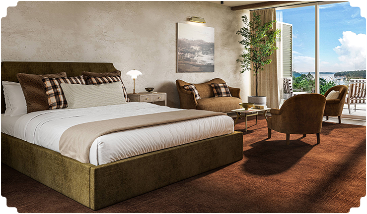 a bedroom with a bed and a chair